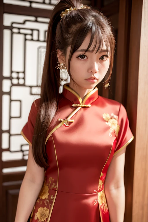 [Stable Diffusion] cheveux longs queue de cheval belle fille Chef-d'œuvre Chinois robe chinoise robe [Réaliste]