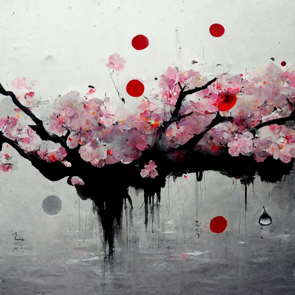 [Midjourney] Fleurs de cerisier japonais folie abstrait pluie [Réaliste]