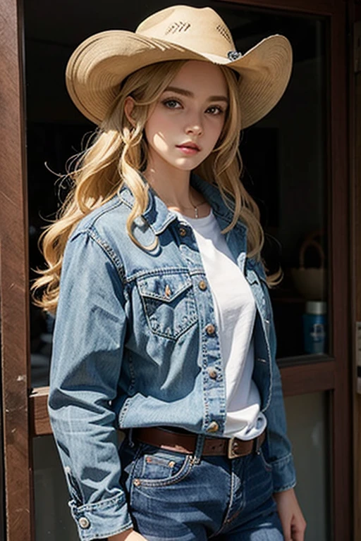 [Stable Diffusion] cheveux semi-longs cheveux longs cheveux bouclés Américain Cowboy Denim [Réaliste]