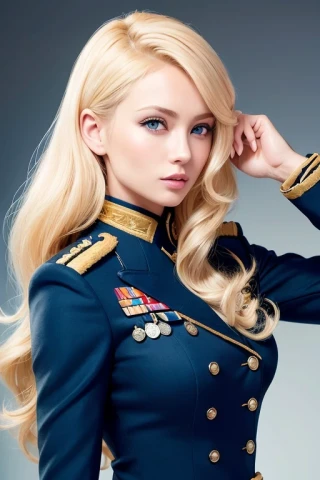 cheveux mi-longs, belle femme, Chef-d'œuvre, uniforme militaire