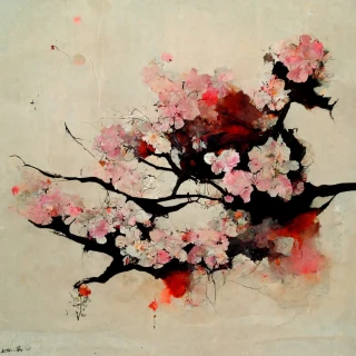 Fleurs de cerisier, japonais, abstrait