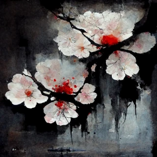 Fleurs de cerisier, japonais, horreur, abstrait
