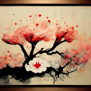 Fleurs de cerisier, japonais, abstrait