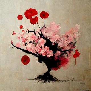 Fleurs de cerisier, japonais, abstrait